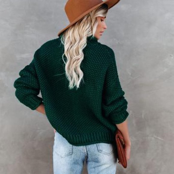 Warm Embrace Emerald Green Turtleneck Sweater - Picture 6 of 13